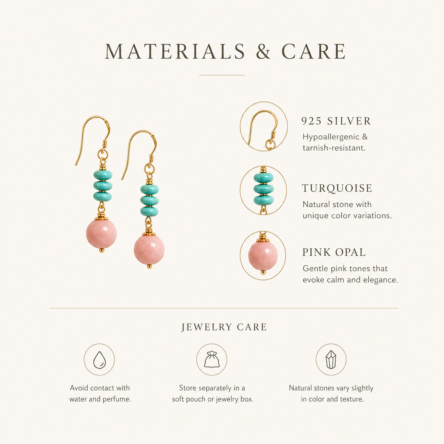 Nola Turquoise & Pink Opal Drop Earrings