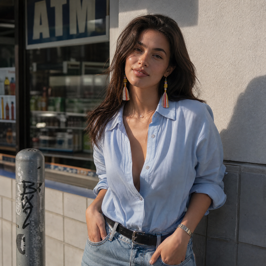 Aurelia Amber Turquoise Tassel Earrings