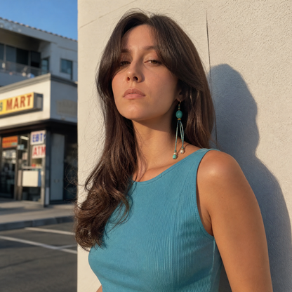 Mira Turquoise & Pearl Braided Drop Earrings