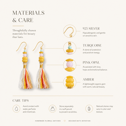 Aurelia Amber Turquoise Tassel Earrings