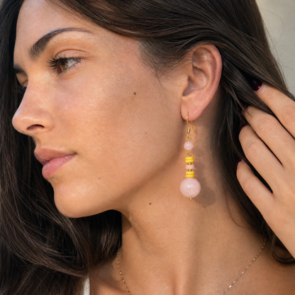 Liora Pink Opal & Amber Drop Earrings