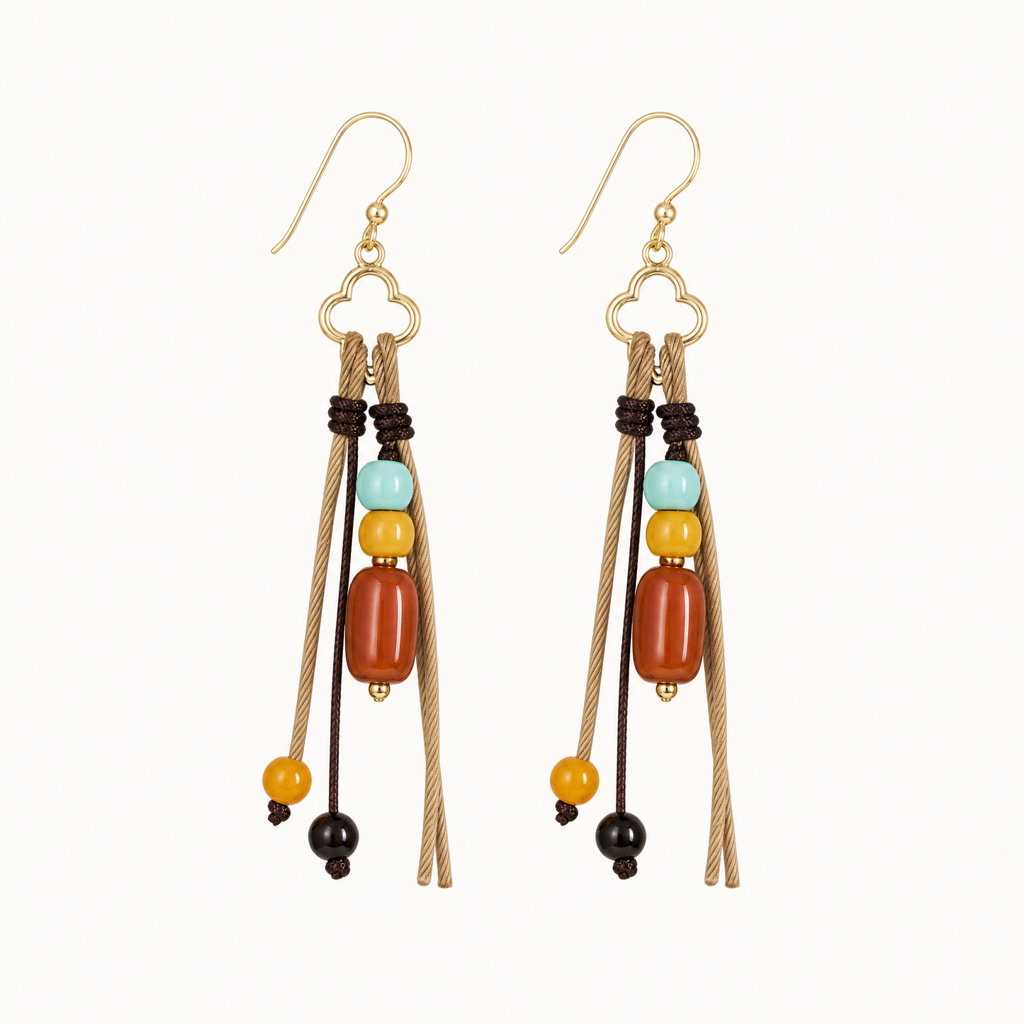 Mara Turquoise & Amber Braided Drop Earrings