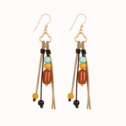 Mara Turquoise & Amber Braided Drop Earrings