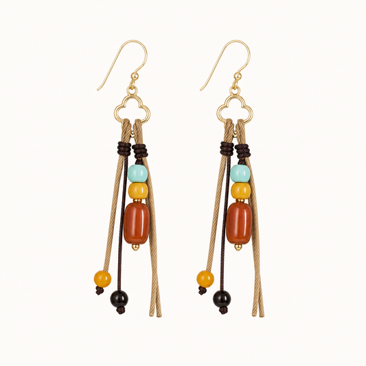 Mara Turquoise & Amber Braided Drop Earrings