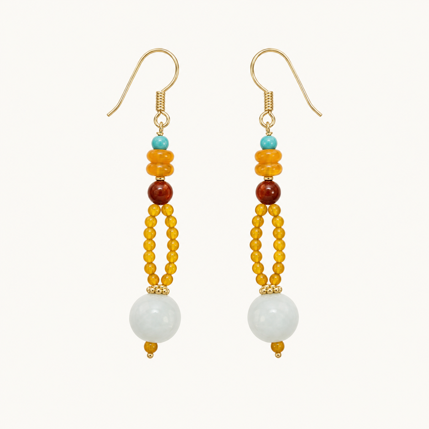 Sora Turquoise Amber & Jade Drop Earrings