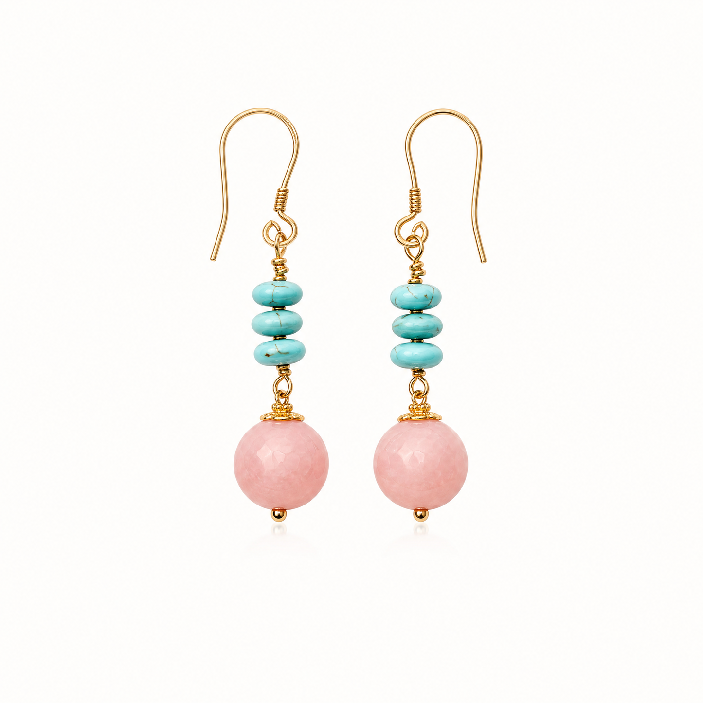 Nola Turquoise & Pink Opal Drop Earrings