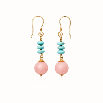 Nola Turquoise & Pink Opal Drop Earrings