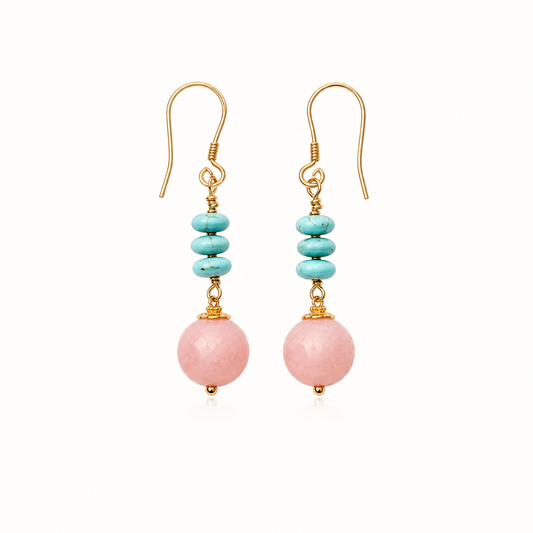 Nola Turquoise & Pink Opal Drop Earrings