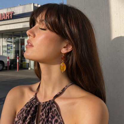 Solene Cognac & Honey Amber Drop Earrings