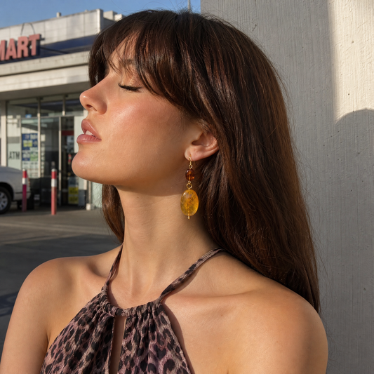 Solene Cognac & Honey Amber Drop Earrings