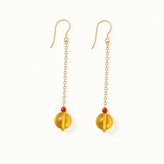 Solene Amber Chain Drop Earrings
