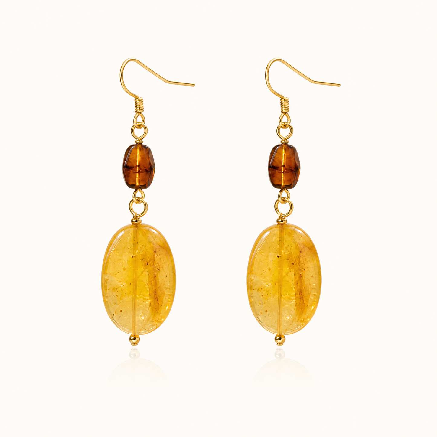 Solene Cognac & Honey Amber Drop Earrings