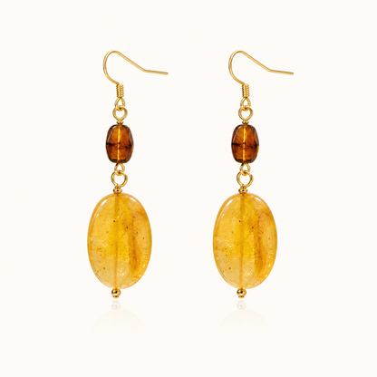 Solene Cognac & Honey Amber Drop Earrings
