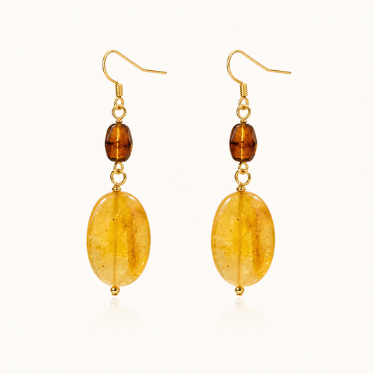 Solene Cognac & Honey Amber Drop Earrings