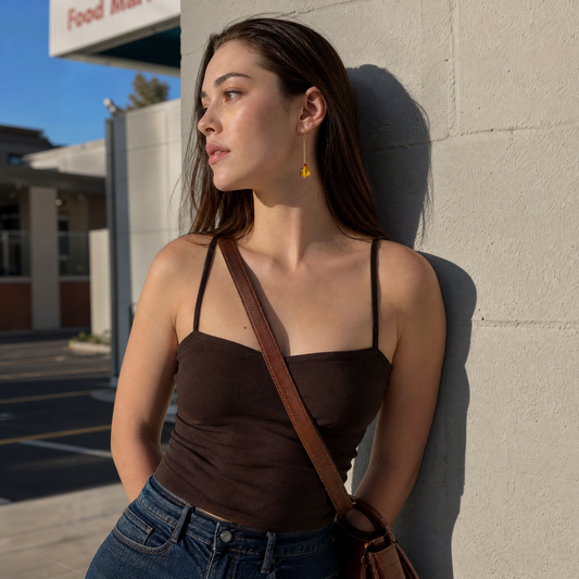 Solene Amber Chain Drop Earrings