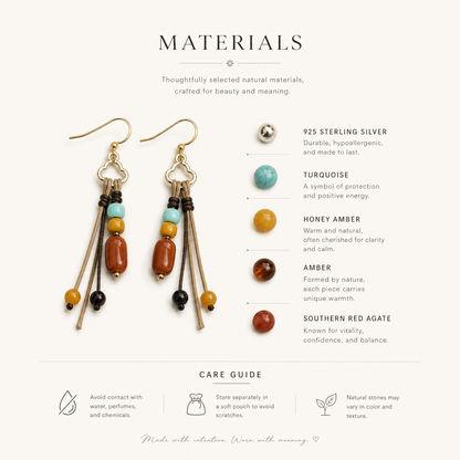 Mara Turquoise & Amber Braided Drop Earrings