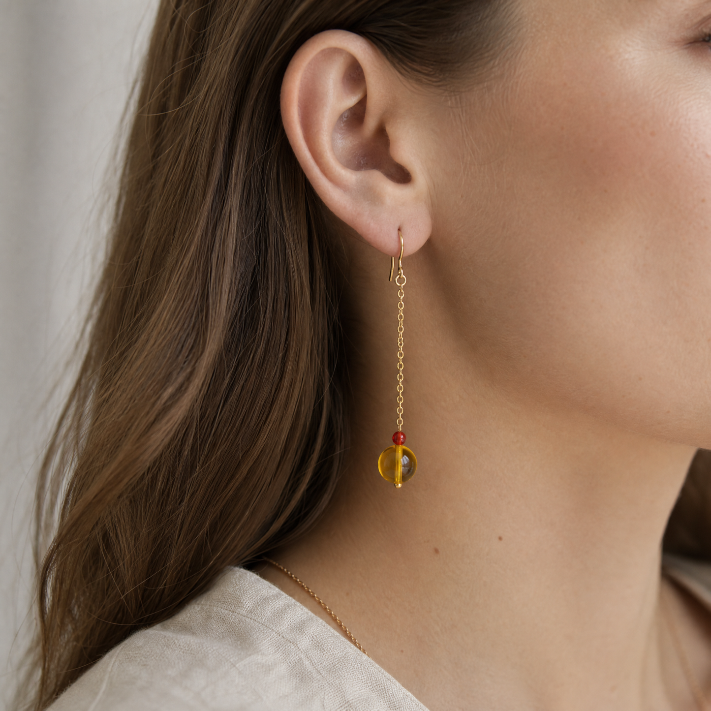 Solene Amber Chain Drop Earrings