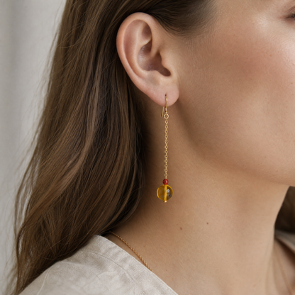 Solene Amber Chain Drop Earrings