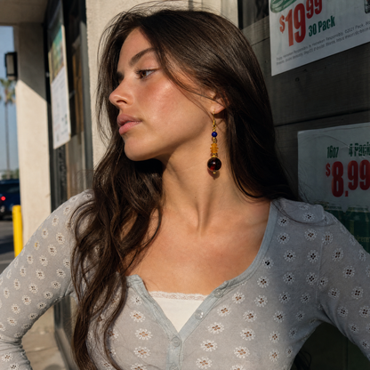 Vera Lapis Lazuli & Blood Amber Drop Earrings