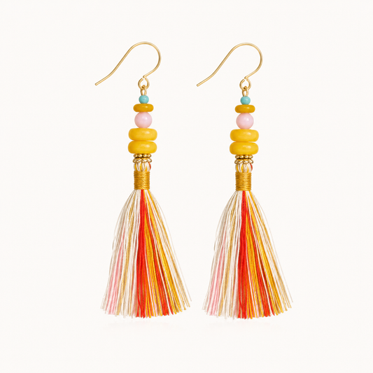 Aurelia Amber Turquoise Tassel Earrings