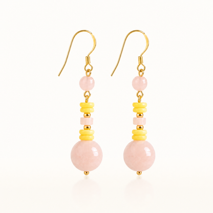 Liora Pink Opal & Amber Drop Earrings