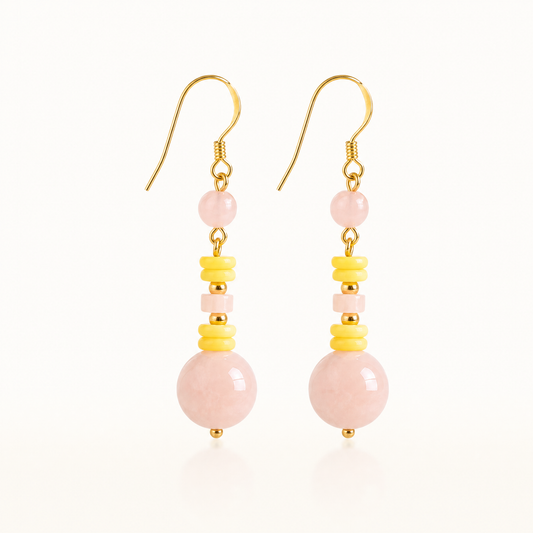 Liora Pink Opal & Amber Drop Earrings