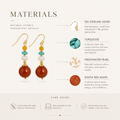 Ayla Nanhong Agate Turquoise & Pearl Drop Earrings